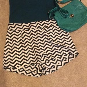 Cream and Black chevron shorts